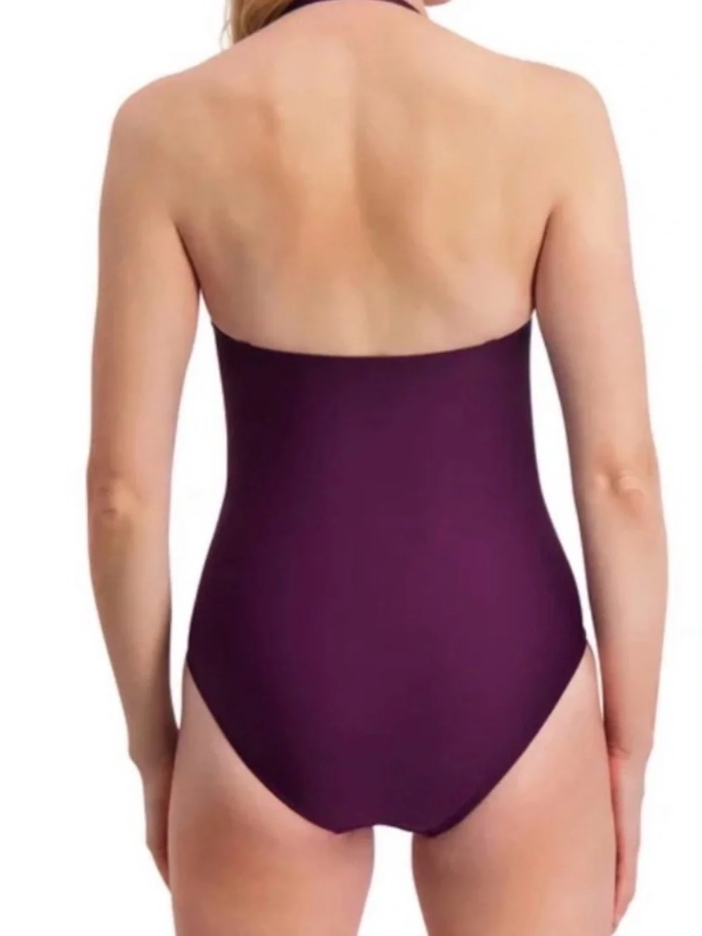 DKNY Deep Plum Halter One-Piece Swimsuit - Picture 5 of 6